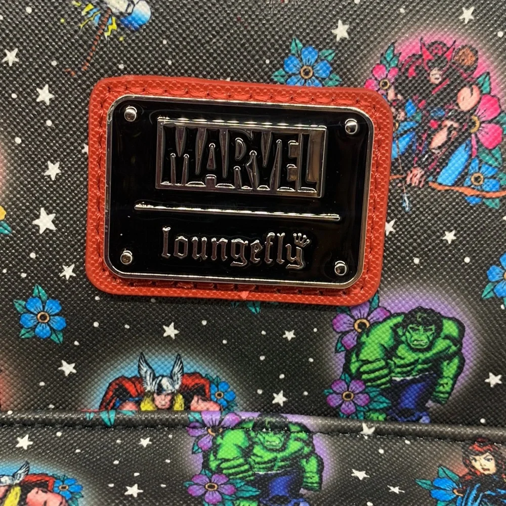Loungefly NEW Marvel Avengers Tattoo Black Red Mini Backpack Superhero Collector